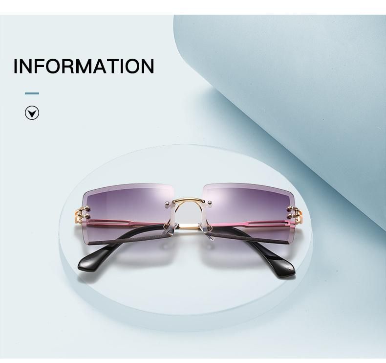 Small Square Sunglasses Women′ S Colorful Gradient Color Ins Sunglasses Rimless Personalized Glasses