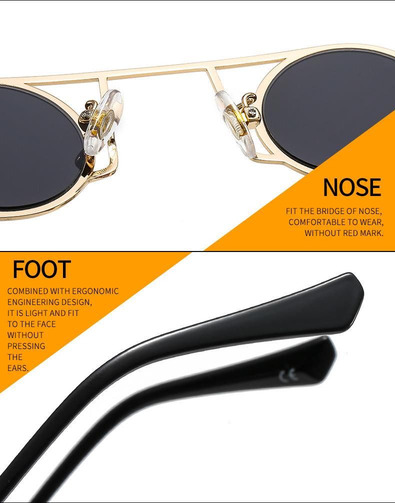 Personality Punk Small Round Frame Men and Women Rock Sunglasses Metal Sunglasses