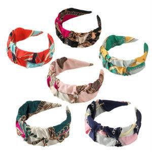 Wholesale New Arrival Trendy Floral Printed Crinkle Hair Bands Girls Hair Accessories Headband