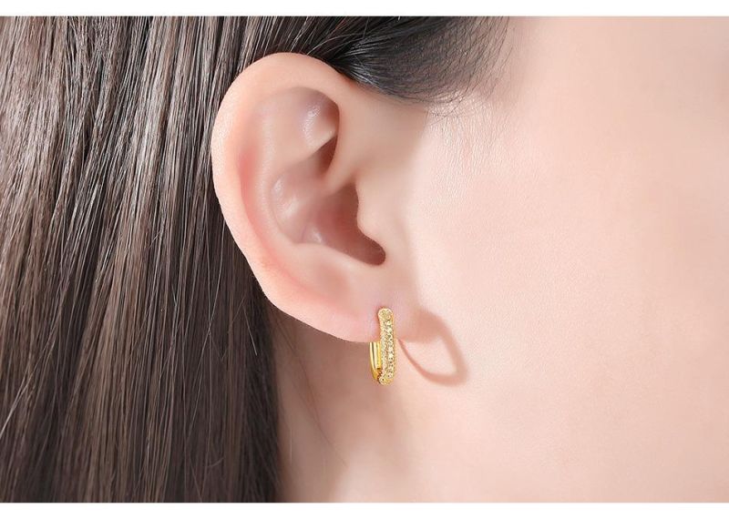 Simple Women′s Geometric Copper and Zircon Earrings