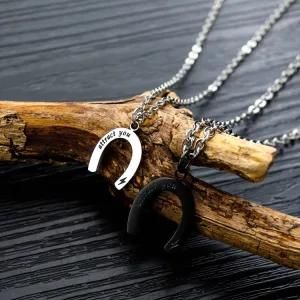 Gold Plated Stainless Steel U-Shaped Magnet Pendant Necklace