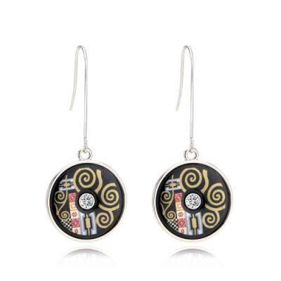 Hot Sale Alloy and Plastic Jewelry Colorful Totem Enamel Earrings