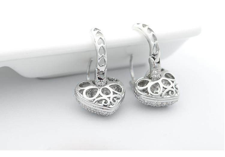 Heart Earrings with Hollow Copper and Zircon Earrings
