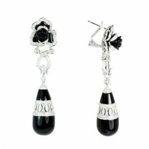 18k High End Onyx&Diamond Earring (BLE1)