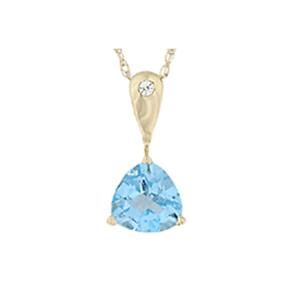Gold Tone 925 Sterling Silver Swiss Blue Topaz Pendant Necklace