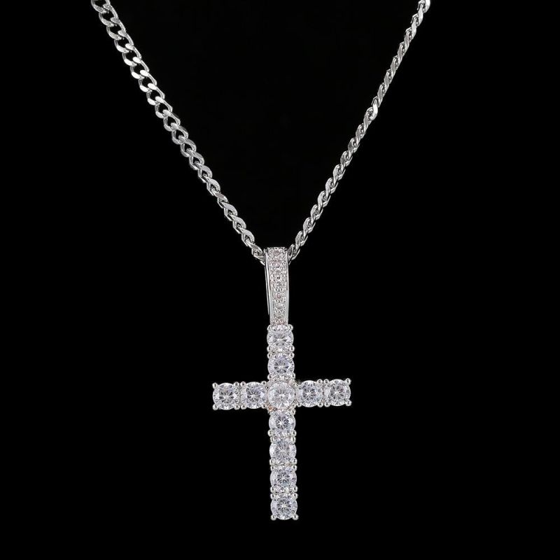 European and American Hip Hop Cross Pendant Necklace Bling