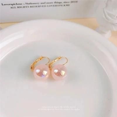 New Trendy Big French Design Freshwater Mabe Oil Pearl Earrings in Blue Pink White Pink Colorful Fashion Women Accessories