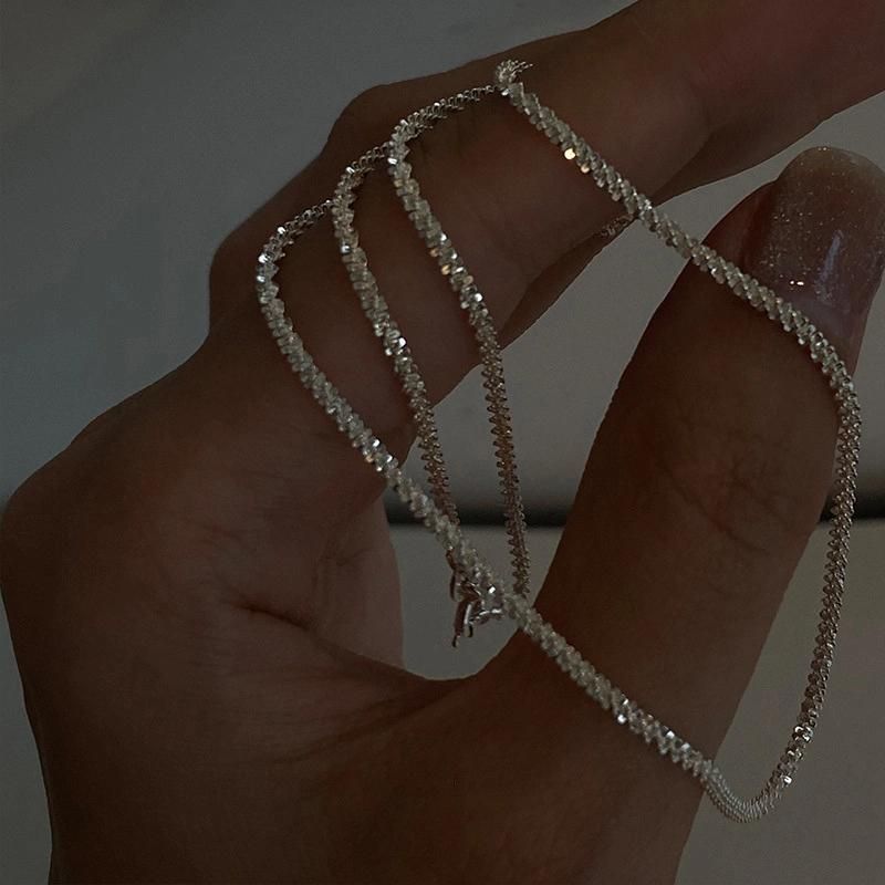New Necklace 925 Sterling Silver Chain Jewelry Choker for Women
