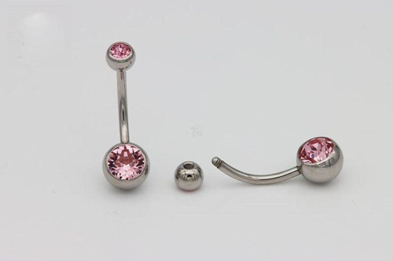 Jewelry ASTM F136 Titanium G23 Titanium Belly Button Ring Set Diamonds Hot Selling New Piercing Jewelry Belly Ring Double Stones Belly Ring Body Piercing Tp1910