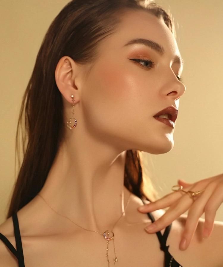 Fashion Jewelry Wholesale 18K Gold Plated Jewelry Cross Earring Crescent Moon Tassel Earrings Earrings for Women