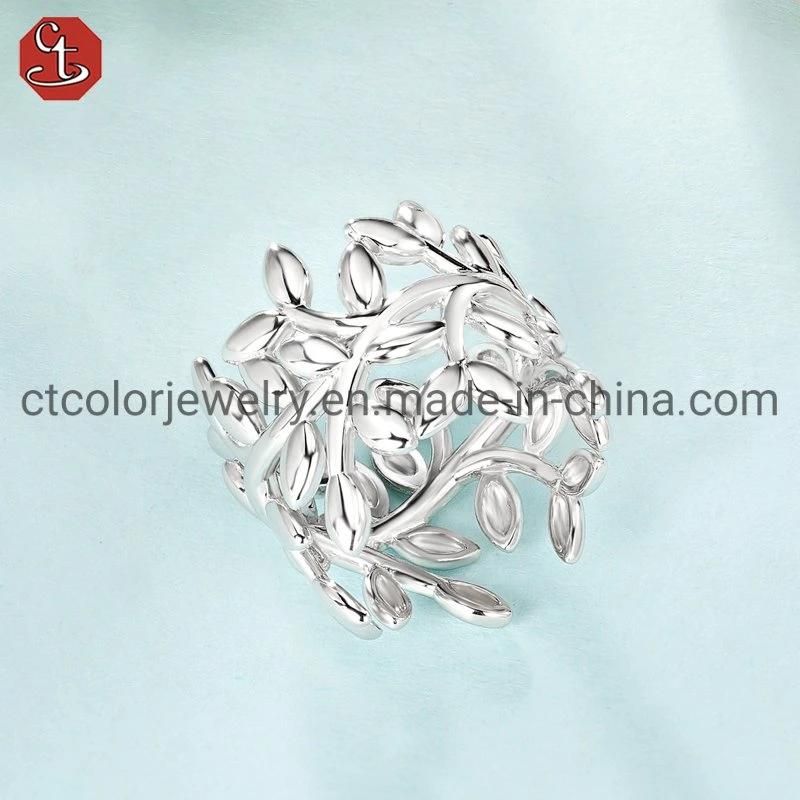 Silver and Brass Plain Leaf Ring Fashion Ring Jewelry Jewellery
