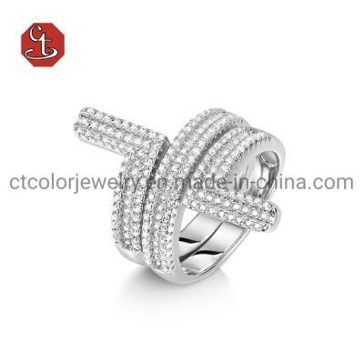 Custom Hot Selling Silver Pave Setting Ring
