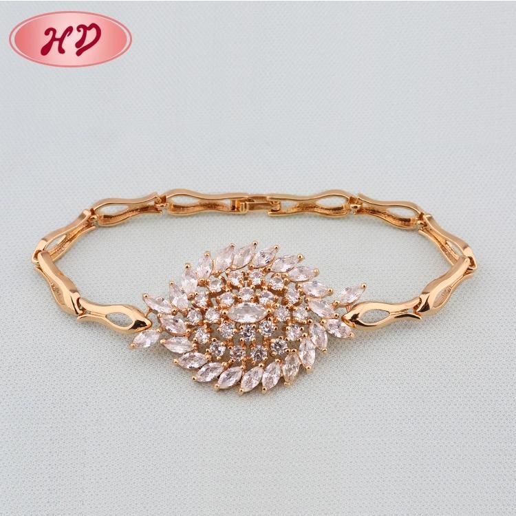 Fancy Popular Design Red Core Luxury Style Charm Zircon Gold Filled Bracelet