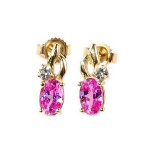 Fashion 925 Silver Rose Gold Stud Earring with Pink Stone
