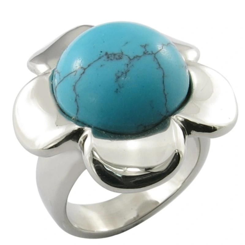 Oval White Stone Mens Ring Steel Jewellery