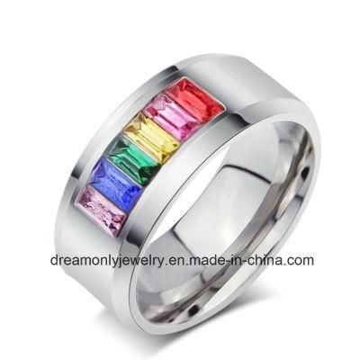Pride jewelry Stainless Steel Rainbow Bands Gay Men Rings, OEM/ODM Accept