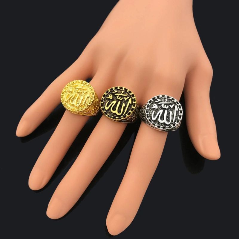 Stainless Vintage Silver Muslim Arabic Islam Religious Rings