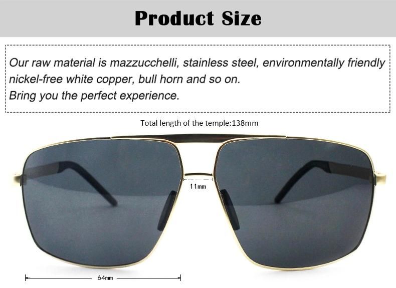 Metal Fashion Double Beam Design Stock Polarized Men Sunglasses
