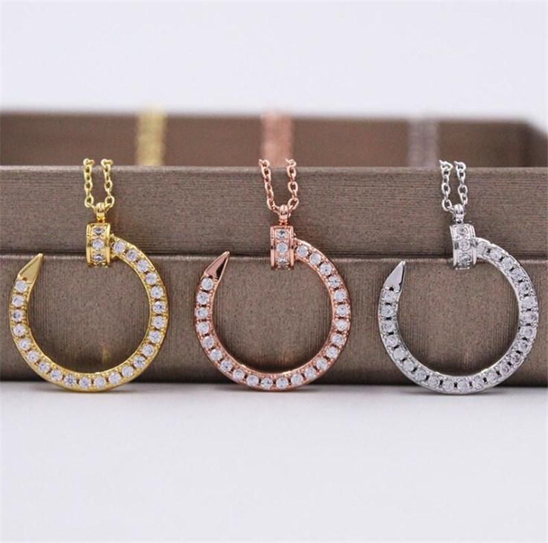 C Letter Design Pendant Necklace Gold Plated Full Diamond Iced out Moon Pendant C Logo Necklace
