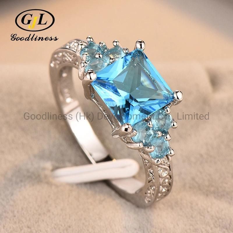 S925 Sterling Silver White Zircon with Black Zircon Ring