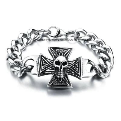 Wholesale Stainless Steel Jewelry Biker Bracelet 316L Stainless Steel Skull Bracelet for Mens