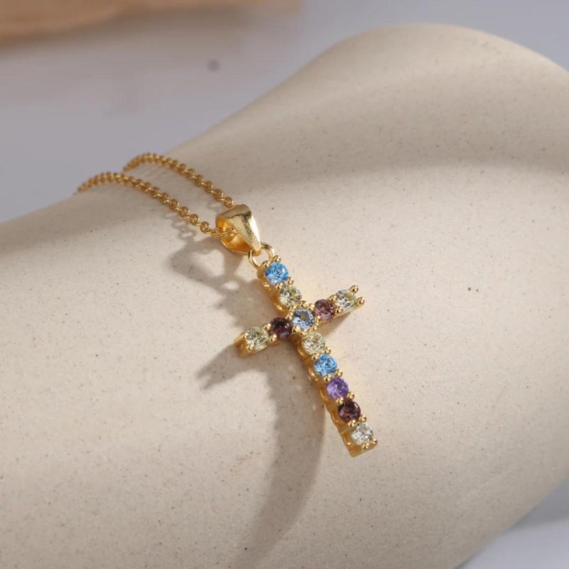 Jesus Cross Light Luxury Simple S925 Jewelry Gold Plated  Clavicle Chain