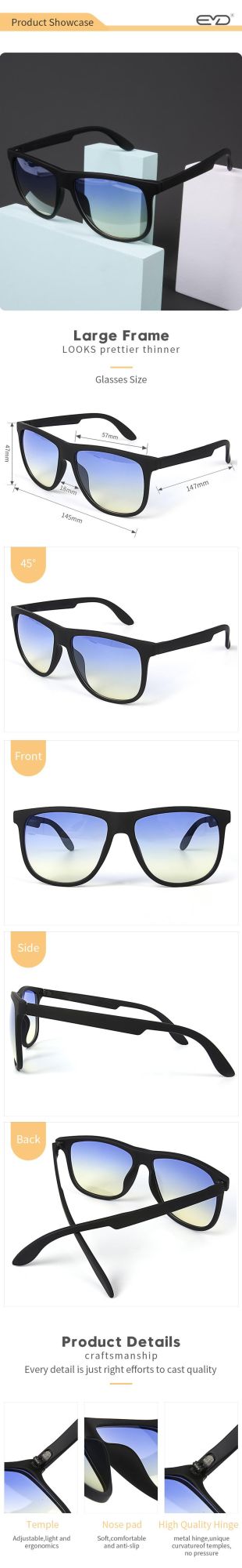 Recycled Acetate Frame Sunglasses Polarized Blue and Green Gradient Blue Lens Sunglasses