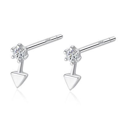 Mini Triangle V-Shaped Gold-Plated 925 Silver Earrings Stud