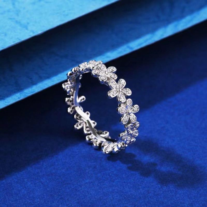 925 Sterling Silver Daisy Flower Rings Zircon Stone Ring Natural Floral Ring Jewelry