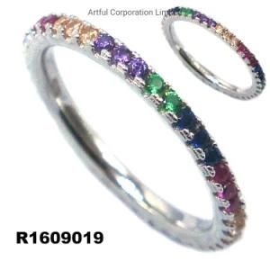 Fashion Multi-Color 925 Sterling Silver Ring