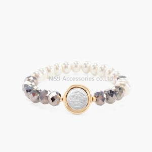 Fashion Jewellery Pearl Crystal Bead Elastic Colorful Women Bracelet