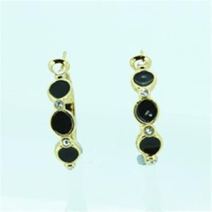 Hot Selling Round Circle Black Epoxy Glod Plated Hoop Earring (A07148E1S)
