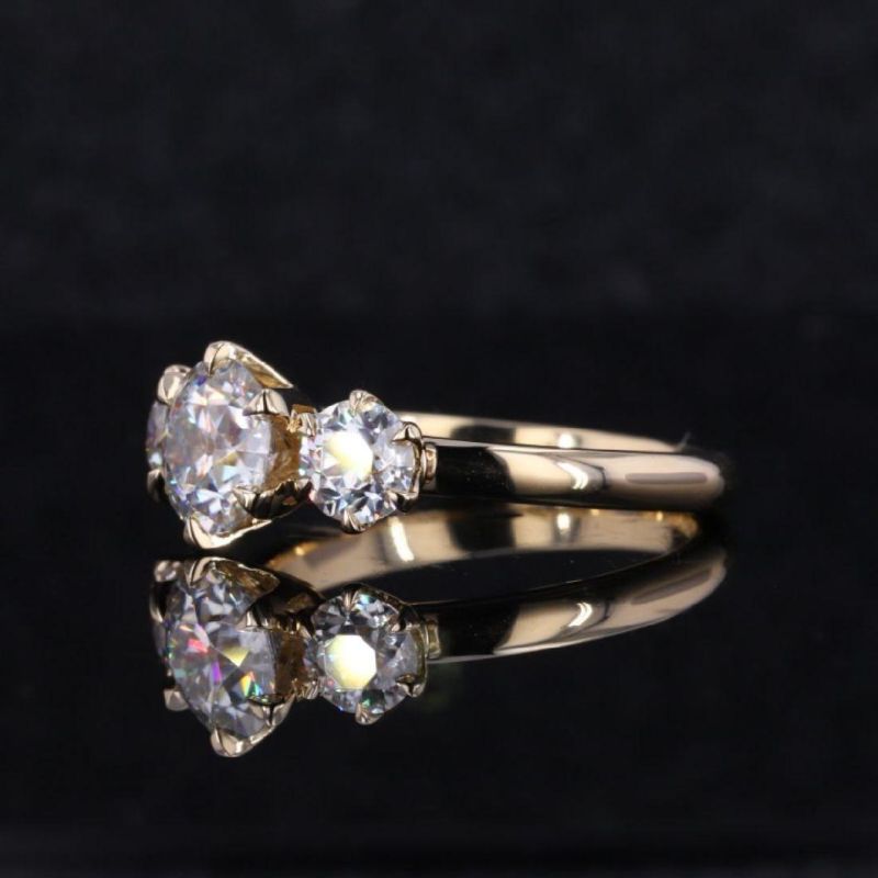 3 Sotnes Round Cut Moissantie Wedding Engagement Rings with Cluster Dimaond