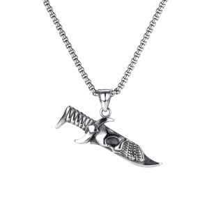 Hot Hip Hop Style Jewelry Skeleton Dagger Stainless Steel Pendant Necklace for Men