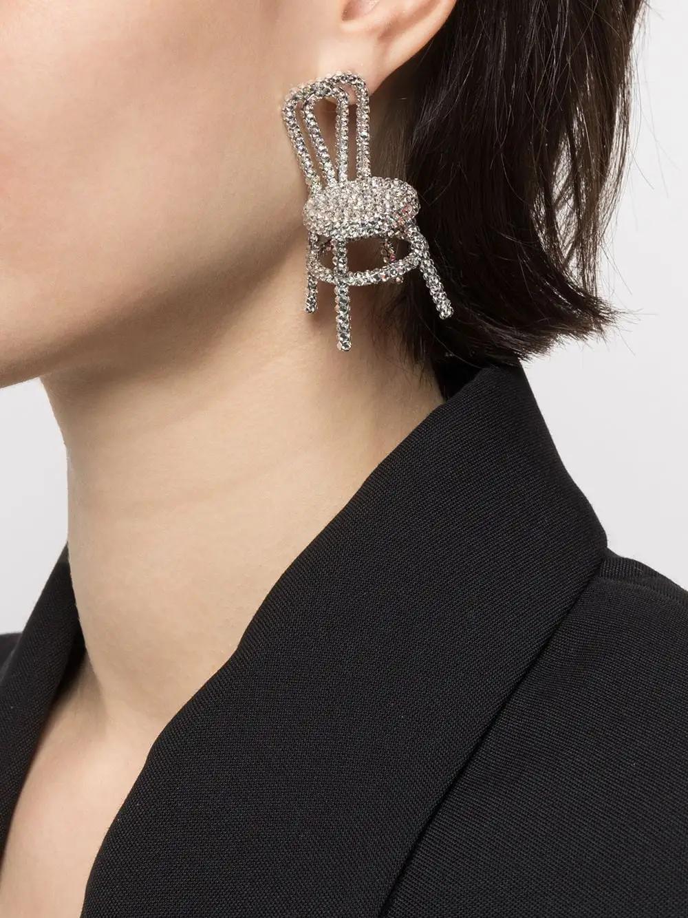 Fashion Sparkling Full Diamond Chair Shape Earrings Jewelry
