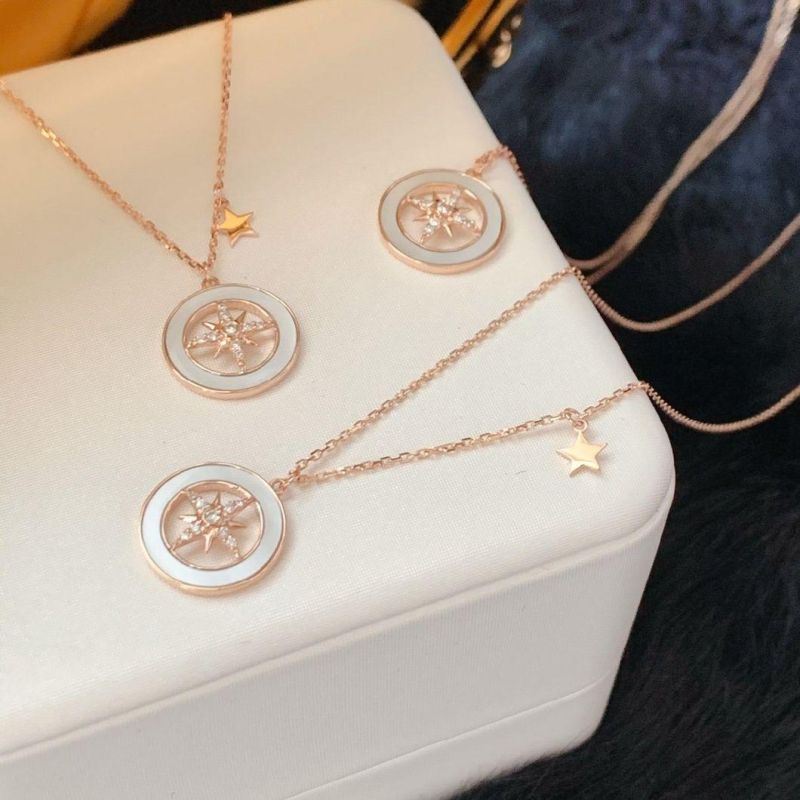 18K Gold Diamond Eight-Pointed Star Light Necklace