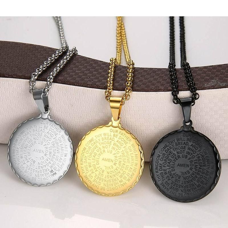 Titanium Steel Prayer Hand Medal Pendant Necklace Jewelry