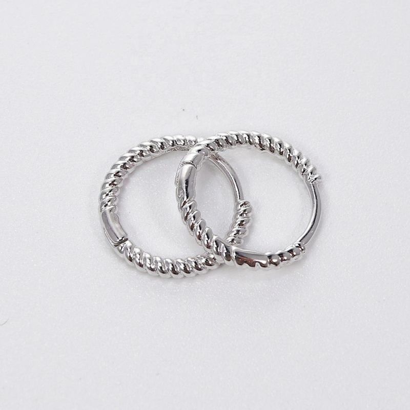 Custom Fashion 18K Gold Plated Jewelry 925 Sterling Silver Circular Twist Rope Huggie Hoop Earrings for Men Women