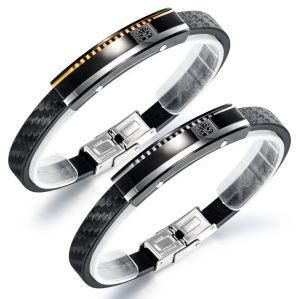 Fashion Stainless Steel Accessory Lesther Men Bracelet