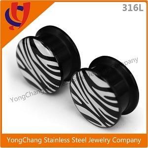 Acrylic Ear Plug&Tunnel Jewelry Body Piercing Jewelry for Ear Expand with Zebra-Stripe