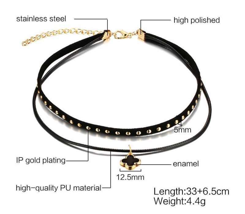 Small Black Enamel Cross Charm Cool Style Custom Fashion Choker for Lady