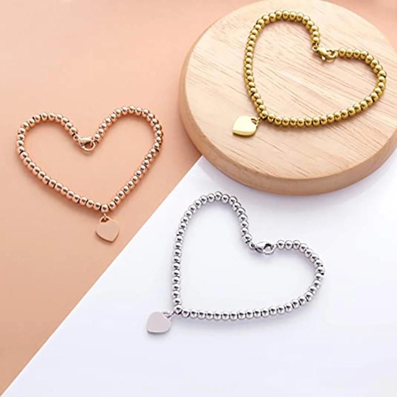 Fashion Women Jewelry Stainless Steel Heart Pendant Bracelet