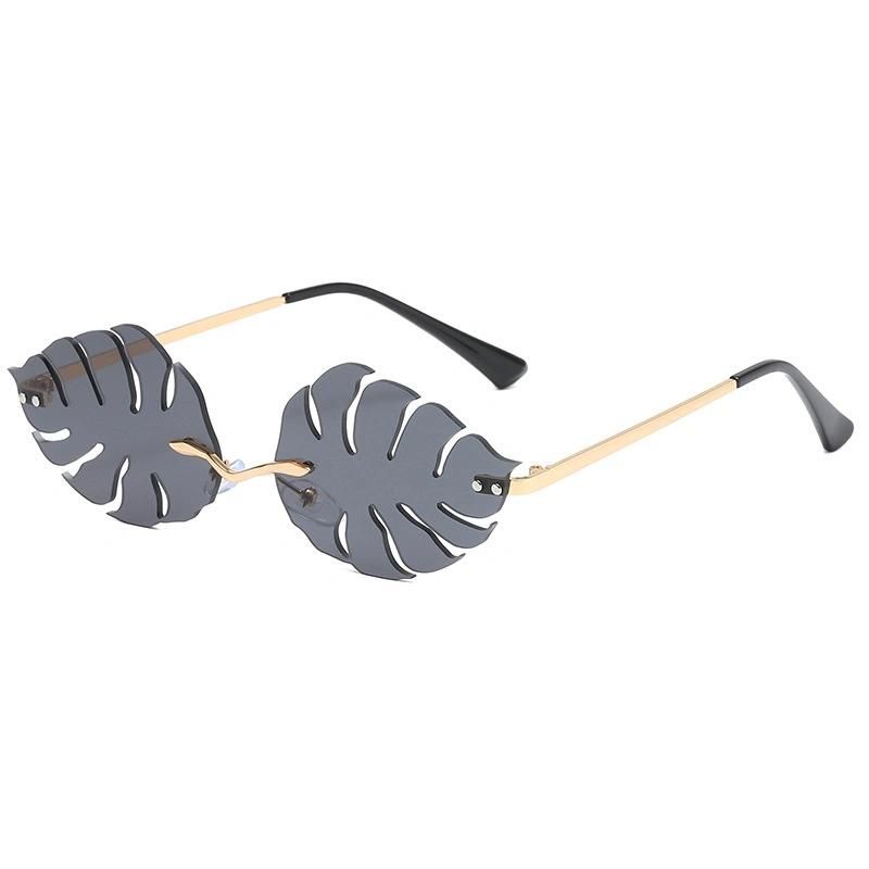 New Personalized Fashion Leaf Sunglasses for Women Metal Sunglasses for Men Candy Colored Glasses