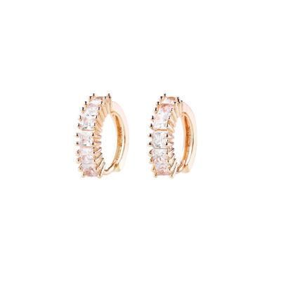 Imitation Jewelry Popular Copper Alloy Crystal Earring 18K 14K Gold Plated CZ Huggie Earrings