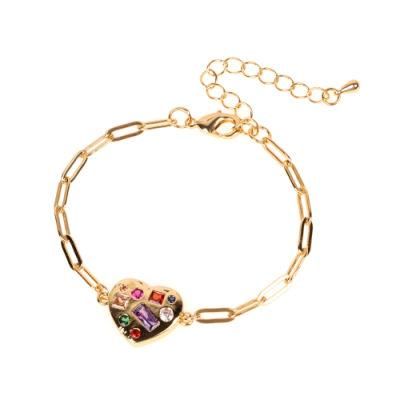 Austria Crystal Love Heart Bangle Bracelets 18K Gold Bracelet for Women Girls