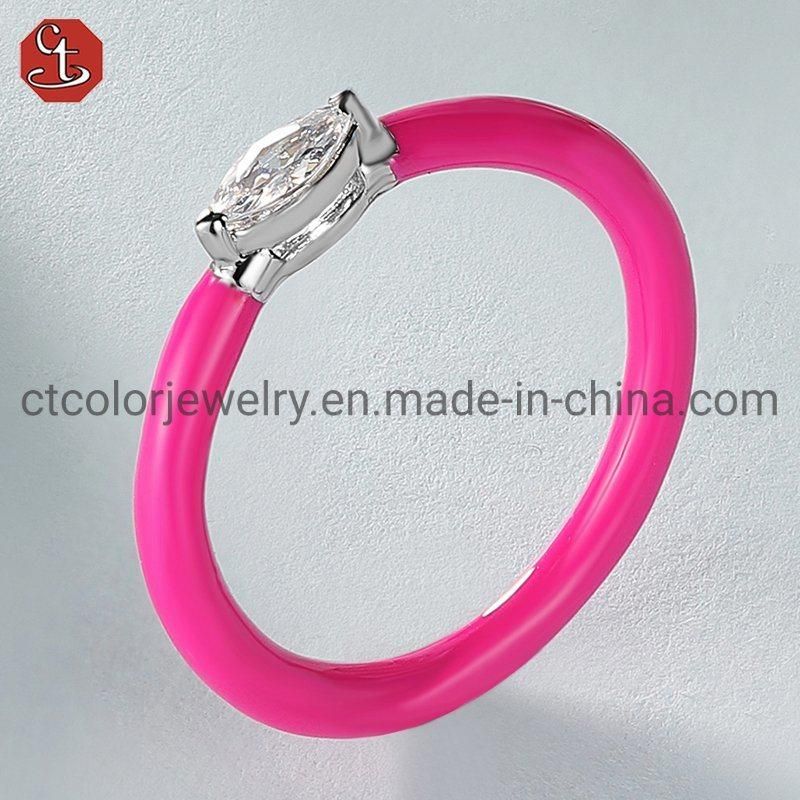 Fashion Jewelry Silver Ring Color Enamel Fashion Rings