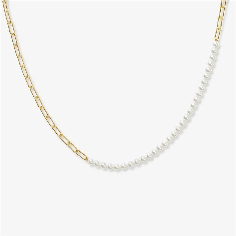 Manufacture Fashion Women Accessories Danity Steel Stainless Chain Pearl Necklace for 2022 Trend