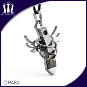 Op483 Three Heart Black Cross Pendant with Wings