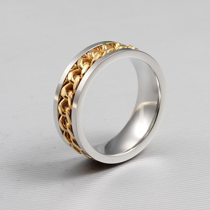 Male Men Fashion Design Cheap Wholesale Finger Gold Chain Ring