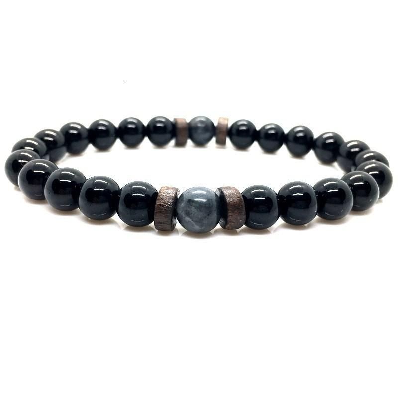 Promotion Gift Men Natural Bead Lava Stone Bracelets Fashion Jewelry